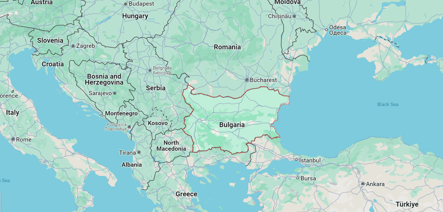bulgaria on the map